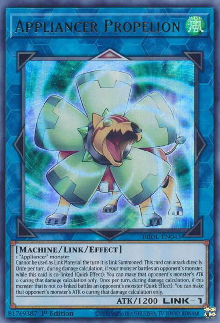 Appliancer Propelion - Brothers of Legend YuGiOh trading card