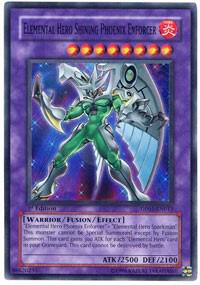 Elemental Hero Shining Phoenix Enforcer trading card from Duelist Pack 5: Aster Phoenix Elemental Hero Shining Phoenix Enforcer - Duelist Pack 5: Aster Phoenix YuGiOh trading card