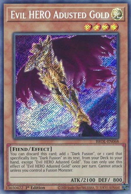Evil HERO Adusted Gold - Brothers of Legend YuGiOh trading card
