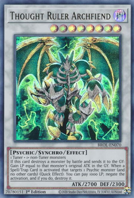 Thought Ruler Archfiend - Brothers of Legend YuGiOh trading card
