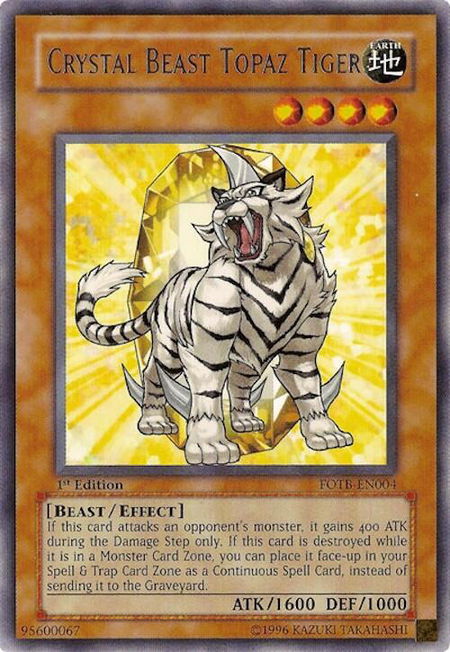 Crystal Beast Topaz Tiger trading card from Force of the Breaker Crystal Beast Topaz Tiger - Force of the Breaker YuGiOh trading card