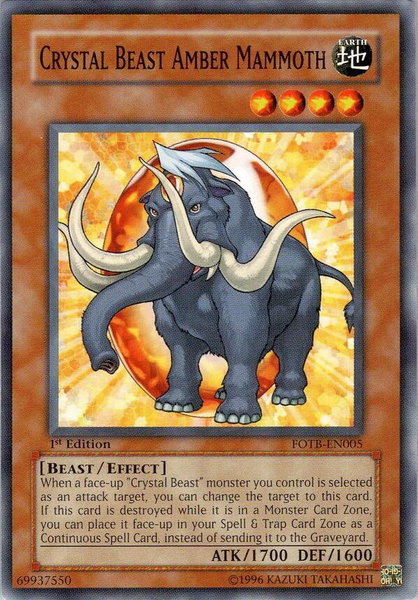 Crystal Beast Amber Mammoth - Force of the Breaker YuGiOh trading card