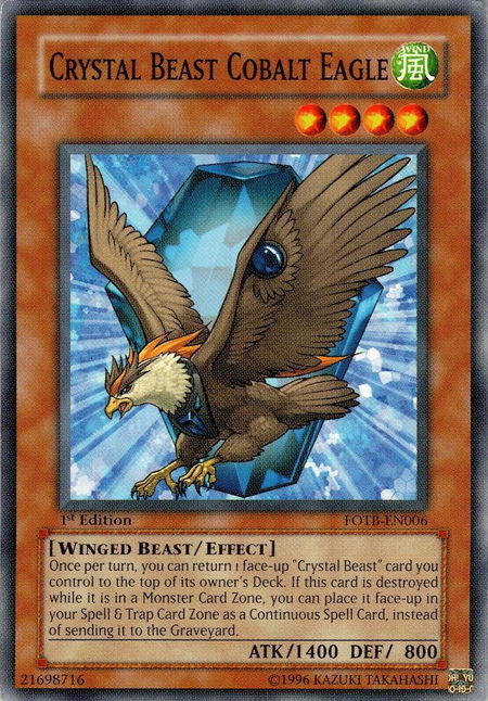 Crystal Beast Cobalt Eagle trading card from Force of the Breaker Crystal Beast Cobalt Eagle - Force of the Breaker YuGiOh trading card