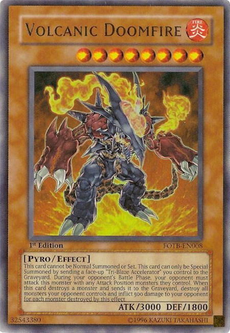 Volcanic Doomfire trading card from Force of the Breaker Volcanic Doomfire - Force of the Breaker YuGiOh trading card