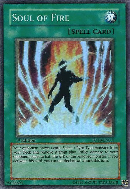 Soul of Fire trading card from Force of the Breaker Soul of Fire - Force of the Breaker YuGiOh trading card