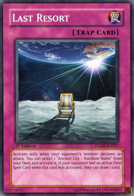 Last Resort trading card from Force of the Breaker Last Resort - Force of the Breaker YuGiOh trading card