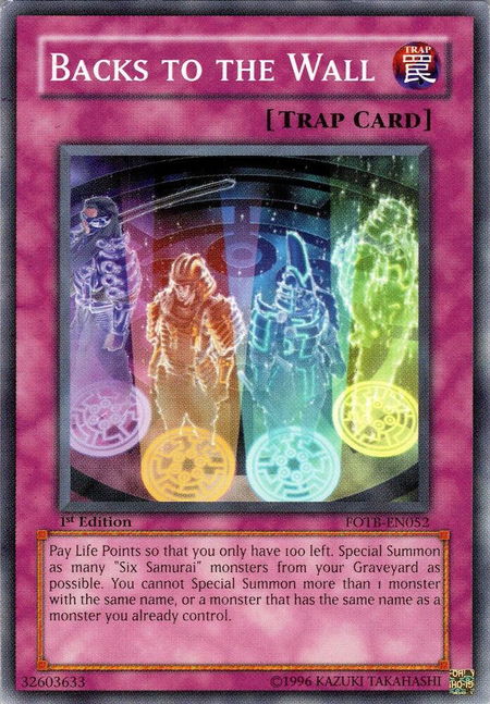 Backs to the Wall trading card from Force of the Breaker Backs to the Wall - Force of the Breaker YuGiOh trading card