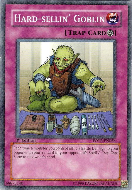 Hard-sellin' Goblin trading card from Force of the Breaker Hard-sellin' Goblin - Force of the Breaker YuGiOh trading card