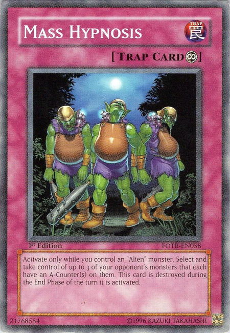 Mass Hypnosis trading card from Force of the Breaker Mass Hypnosis - Force of the Breaker YuGiOh trading card