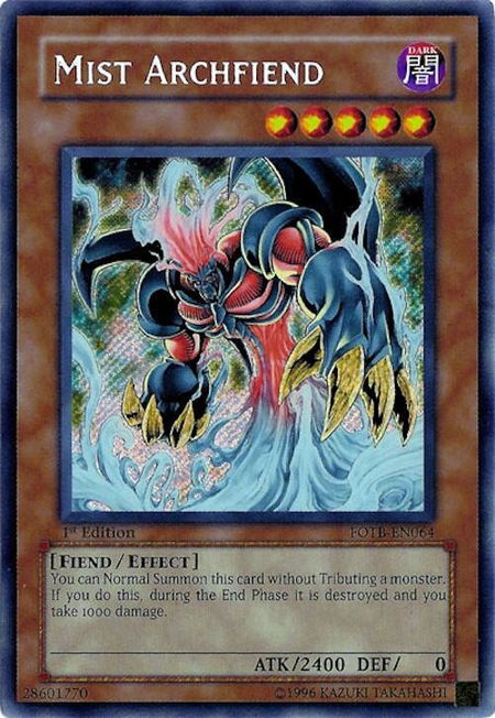 Mist Archfiend trading card from Force of the Breaker Mist Archfiend - Force of the Breaker YuGiOh trading card