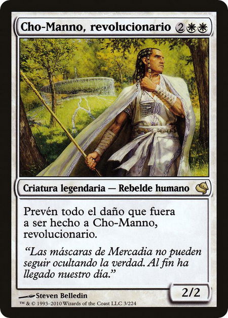 Cho-Manno, Revolutionary (Spanish) - "Cho-Manno, revolucionario" trading card from Magic Encyclopedia 2011 (Salvat) Cho-Manno, Revolutionary (Spanish) - "Cho-Manno, revolucionario" - Magic Encyclopedia 2011 (Salvat) Magic: The Gathering trading card
