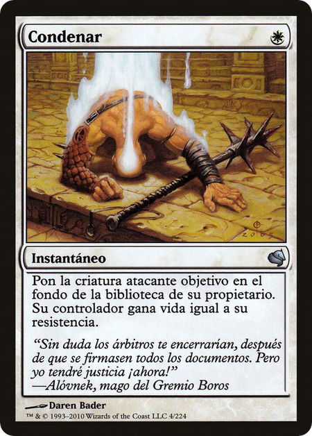 Condemn (Spanish) - "Condenar" trading card from Magic Encyclopedia 2011 (Salvat) Condemn (Spanish) - "Condenar" - Magic Encyclopedia 2011 (Salvat) Magic: The Gathering trading card