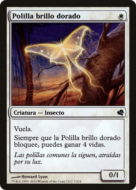 Goldenglow Moth (Spanish) - "Polilla brillo dorado" - Magic Encyclopedia 2011 (Salvat) Magic: The Gathering trading card