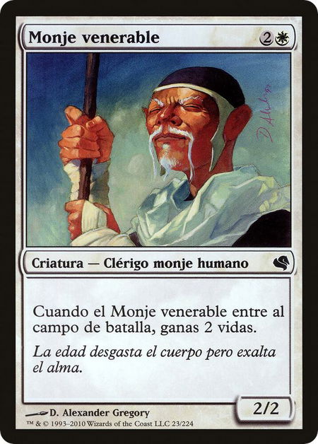 Venerable Monk (Spanish) - "Monje venerable" - Magic Encyclopedia 2011 (Salvat) Magic: The Gathering trading card