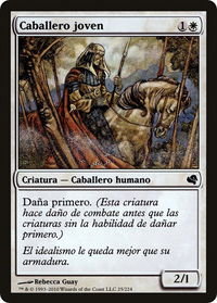 Youthful Knight (Spanish) - "Caballero joven" - Magic Encyclopedia 2011 (Salvat) (PS11) #25 - Common Magic: The Gathering Trading Card