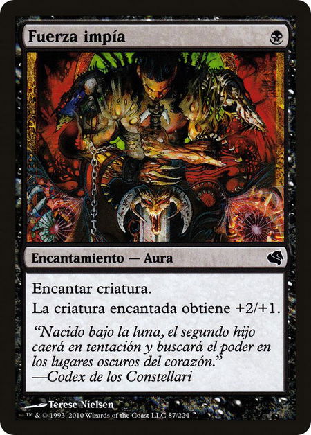 Unholy Strength (Spanish) - "Fuerza impia" - Magic Encyclopedia 2011 (Salvat) Magic: The Gathering trading card