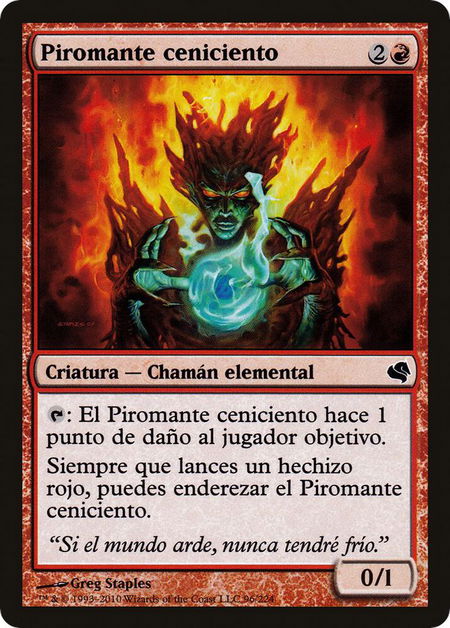Cinder Pyromancer (Spanish) - "Piromante ceniciento" - Magic Encyclopedia 2011 (Salvat) Magic: The Gathering trading card