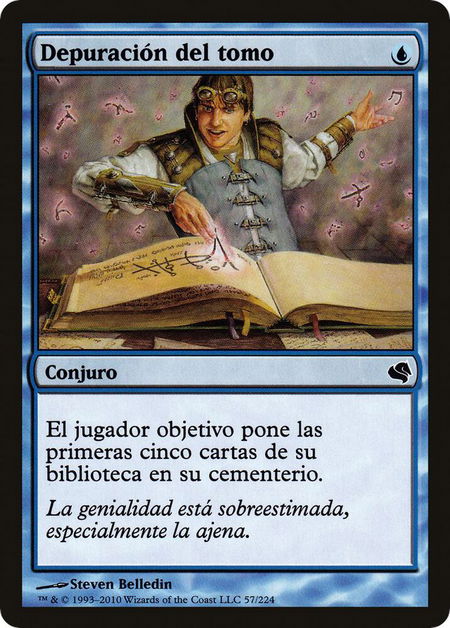 Tome Scour (Spanish) - "Depuracion del tomo" trading card from Magic Encyclopedia 2011 (Salvat) Tome Scour (Spanish) - "Depuracion del tomo" - Magic Encyclopedia 2011 (Salvat) Magic: The Gathering trading card