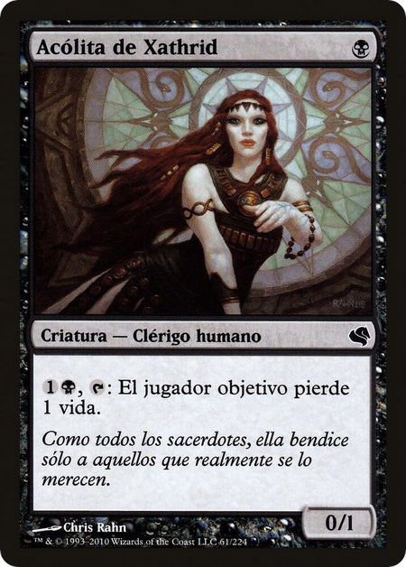Acolyte of Xathrid (Spanish) - "Acolita de Xathrid" trading card from Magic Encyclopedia 2011 (Salvat) Acolyte of Xathrid (Spanish) - "Acolita de Xathrid" - Magic Encyclopedia 2011 (Salvat) Magic: The Gathering trading card
