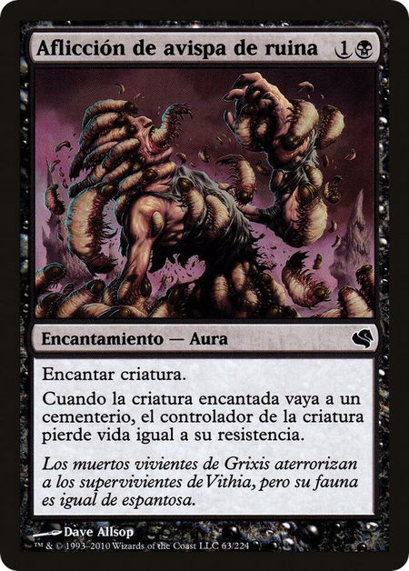 Banewasp Affliction (Spanish) - "Afliccion de avispa de ruina" - Magic Encyclopedia 2011 (Salvat) Magic: The Gathering trading card