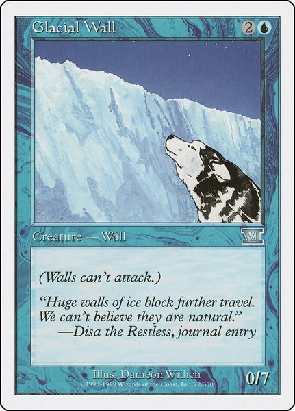 Glacial Wall trading card from Classic Sixth Edition Glacial Wall - Classic Sixth Edition Magic: The Gathering trading card