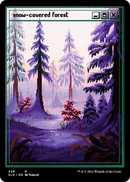 Snow-Covered Forest (PixelSnowLands.jpg) (Foil Etched) - Secret Lair Drop Series Magic: The Gathering trading card