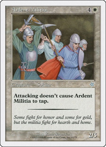 Ardent Militia trading card from Starter 1999 Ardent Militia - Starter 1999 Magic: The Gathering trading card