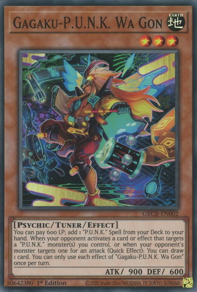 Gagaku-P.U.N.K. Wa Gon trading card from The Grand Creators Gagaku-P.U.N.K. Wa Gon - The Grand Creators YuGiOh trading card