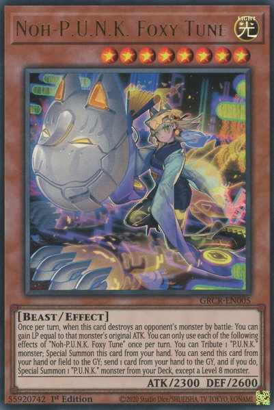 Noh-P.U.N.K. Foxy Tune trading card from The Grand Creators Noh-P.U.N.K. Foxy Tune - The Grand Creators YuGiOh trading card