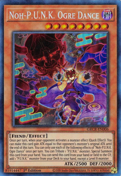 Noh-P.U.N.K. Ogre Dance (CR) trading card from The Grand Creators Noh-P.U.N.K. Ogre Dance (CR) - The Grand Creators YuGiOh trading card