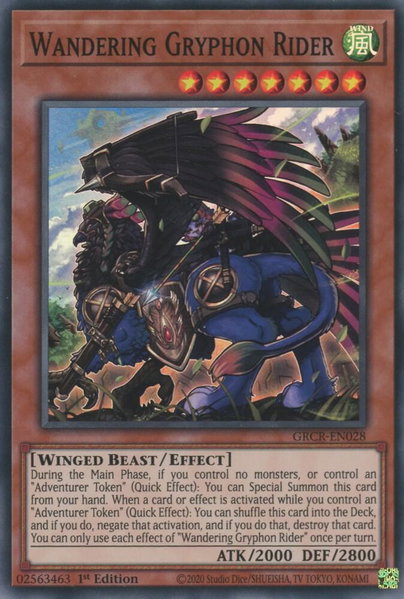 Wandering Gryphon Rider trading card from The Grand Creators Wandering Gryphon Rider - The Grand Creators YuGiOh trading card