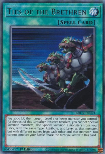 Ties of the Brethren trading card from The Grand Creators Ties of the Brethren - The Grand Creators YuGiOh trading card