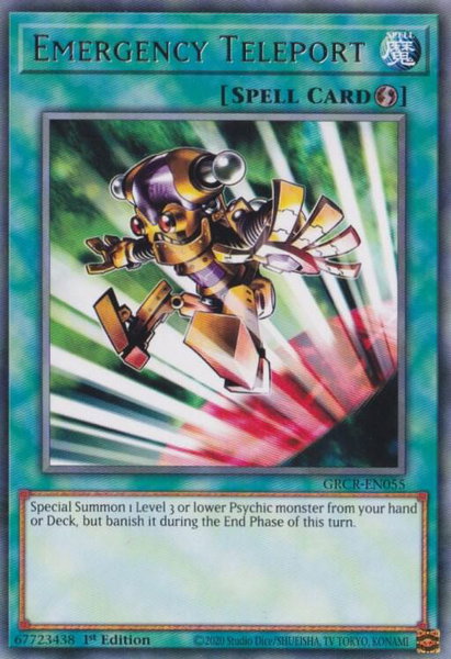 Emergency Teleport trading card from The Grand Creators Emergency Teleport - The Grand Creators YuGiOh trading card
