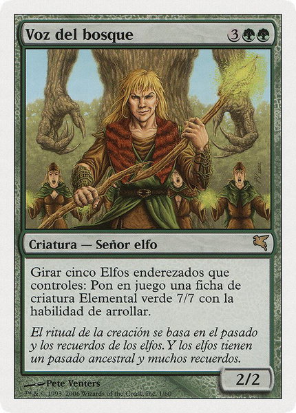 Voice of the Woods (Spanish) - "Voz del bosque" trading card from Magic Encyclopedia 2005 (Salvat/Hachette) Voice of the Woods (Spanish) - "Voz del bosque" - Magic Encyclopedia 2005 (Salvat/Hachette) Magic: The Gathering trading card