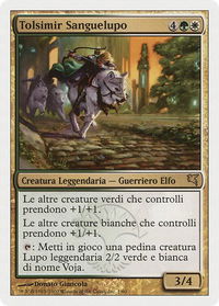 Tolsimir Wolfblood (Italian) - "Tolsimir Sanguelupo" - Magic Encyclopedia 2005 (Salvat/Hachette) (PSAL) #J1 - Rare Magic: The Gathering Trading Card