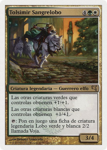 Tolsimir Wolfblood (Spanish) - "Tolsimir Sangrelobo" trading card from Magic Encyclopedia 2005 (Salvat/Hachette) Tolsimir Wolfblood (Spanish) - "Tolsimir Sangrelobo" - Magic Encyclopedia 2005 (Salvat/Hachette) Magic: The Gathering trading card
