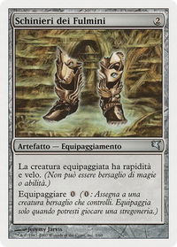 Lightning Greaves (Italian) - "Schinieri dei Fulmini" - Magic Encyclopedia 2005 (Salvat/Hachette) (PSAL) #L2 - Uncommon Magic: The Gathering Trading Card