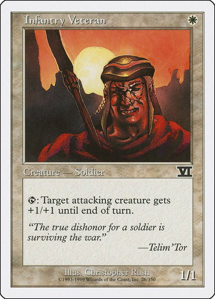 Infantry Veteran trading card from Classic Sixth Edition Infantry Veteran - Classic Sixth Edition Magic: The Gathering trading card