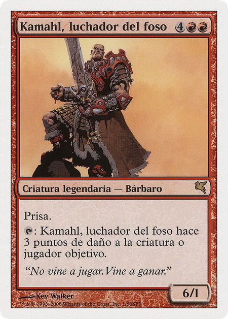 Kamahl, Pit Fighter (Spanish) - "Kamahl, luchador del foso" - Magic Encyclopedia 2005 (Salvat/Hachette) Magic: The Gathering trading card