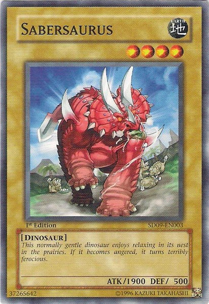 Sabersaurus trading card from Structure Deck: Dinosaur's Rage Sabersaurus - Structure Deck: Dinosaur's Rage YuGiOh trading card