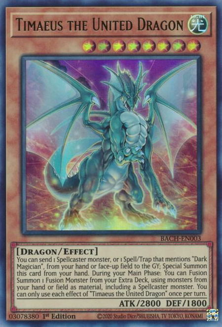 Timaeus the United Dragon - Battle of Chaos YuGiOh trading card
