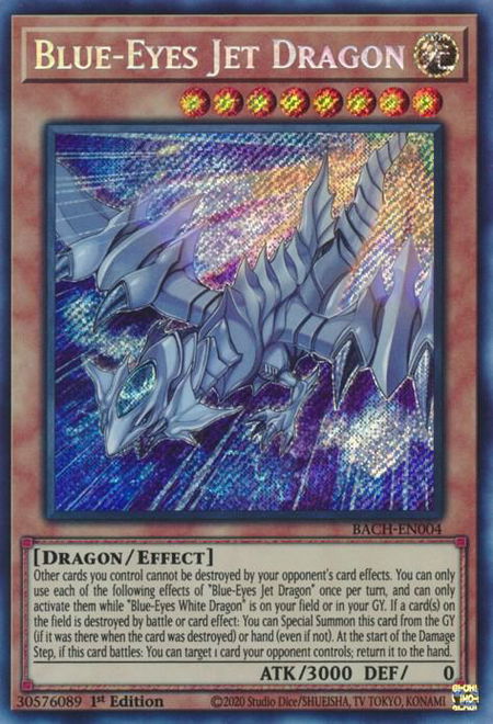 Blue-Eyes Jet Dragon trading card from Battle of Chaos Blue-Eyes Jet Dragon - Battle of Chaos YuGiOh trading card