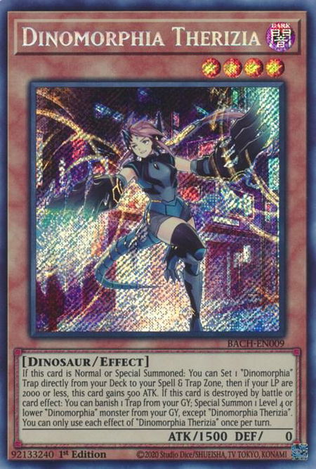 Dinomorphia Therizia trading card from Battle of Chaos Dinomorphia Therizia - Battle of Chaos YuGiOh trading card