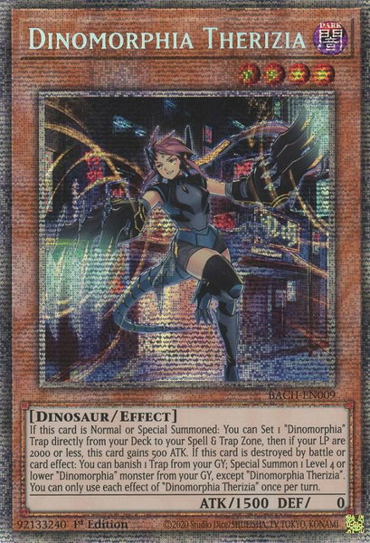 Dinomorphia Therizia (Starlight Rare) trading card from Battle of Chaos Dinomorphia Therizia (Starlight Rare) - Battle of Chaos YuGiOh trading card