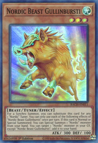 Nordic Beast Gullinbursti trading card from Battle of Chaos Nordic Beast Gullinbursti - Battle of Chaos YuGiOh trading card