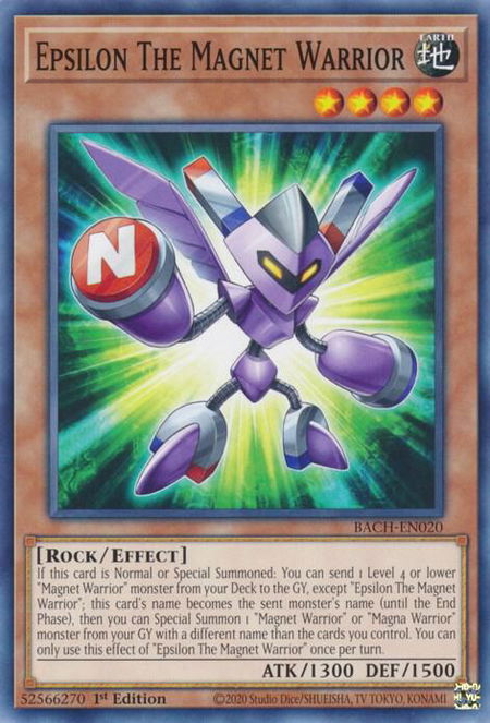 Epsilon The Magnet Warrior trading card from Battle of Chaos Epsilon The Magnet Warrior - Battle of Chaos YuGiOh trading card