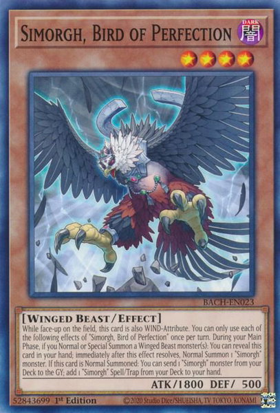 Simorgh, Bird of Perfection trading card from Battle of Chaos Simorgh, Bird of Perfection - Battle of Chaos YuGiOh trading card