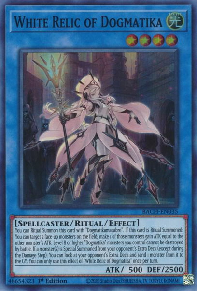 White Relic of Dogmatika trading card from Battle of Chaos White Relic of Dogmatika - Battle of Chaos YuGiOh trading card
