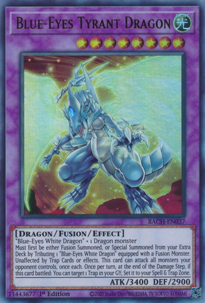 Blue-Eyes Tyrant Dragon trading card from Battle of Chaos Blue-Eyes Tyrant Dragon - Battle of Chaos YuGiOh trading card