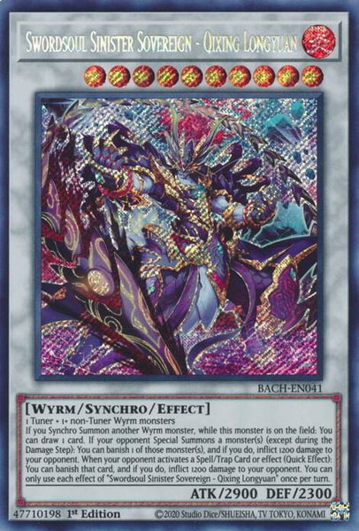 Swordsoul Sinister Sovereign - Qixing Longyuan trading card from Battle of Chaos Swordsoul Sinister Sovereign - Qixing Longyuan - Battle of Chaos YuGiOh trading card